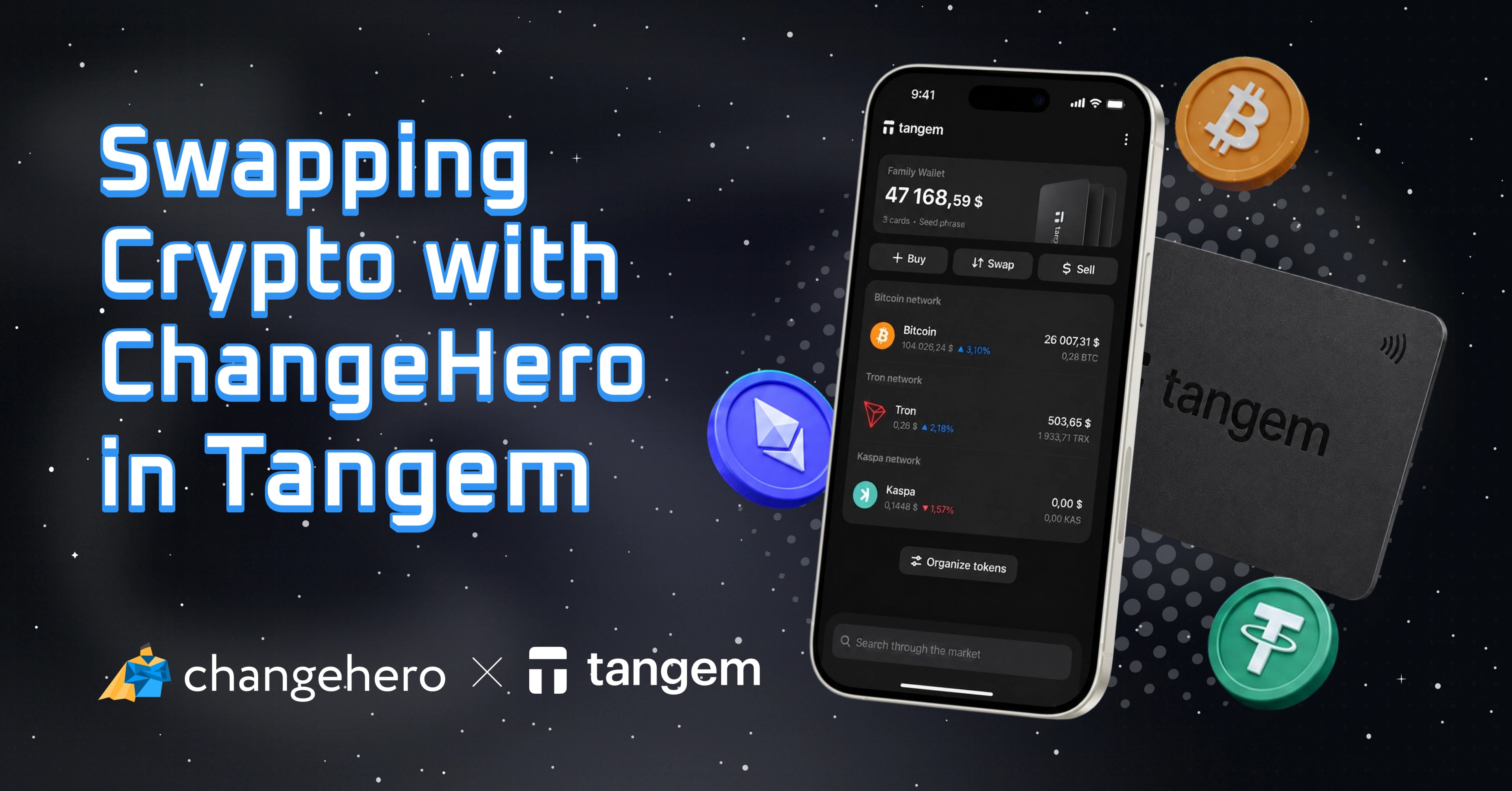 Swapping Crypto with ChangeHero in Tangem