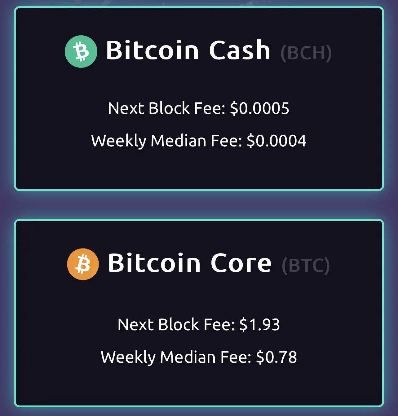 bch and btc fees comparison