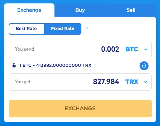 ChangeHero exchange widget