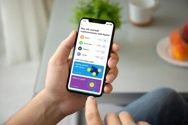 PayPal cryptocurrency wallet interface