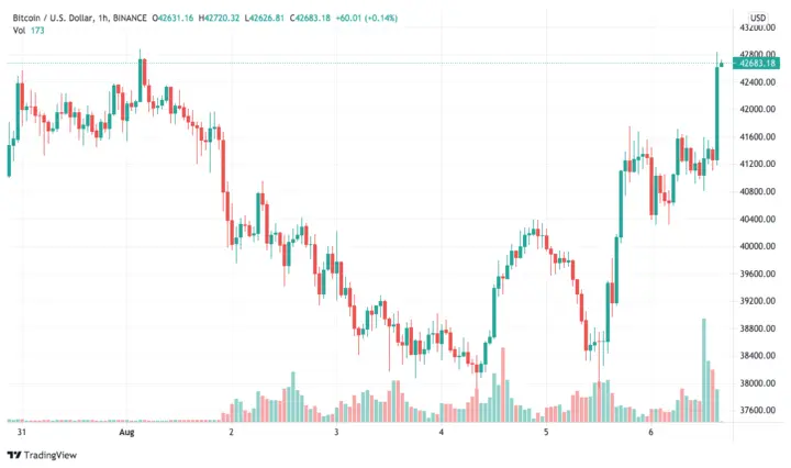 BTCUSD chart: August 6, 2021