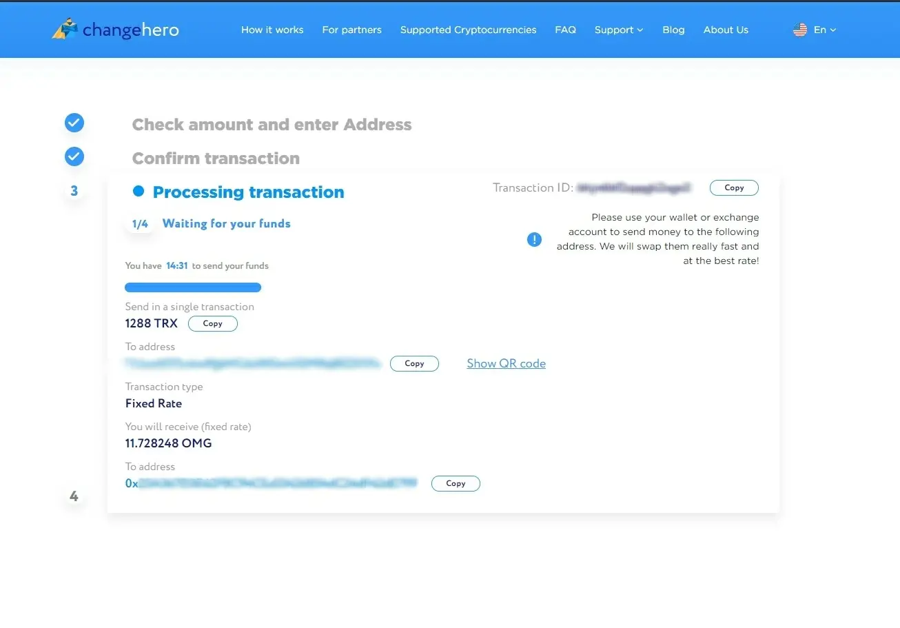 Processing interface of ChangeHero