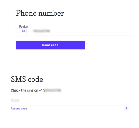Phone number verification Mercuryo widget