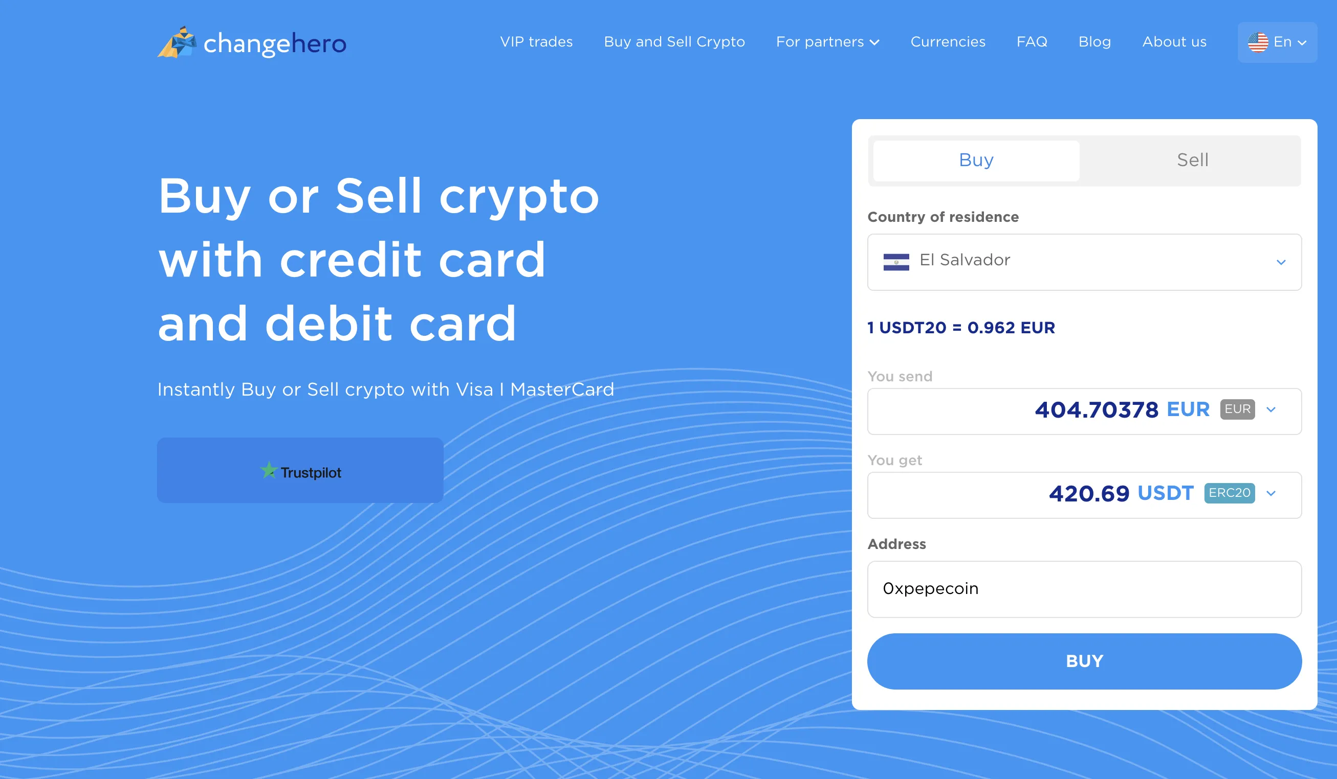 buy and sell crypto on changehero