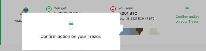 Notification to confirm transaction on Trezor wallet
