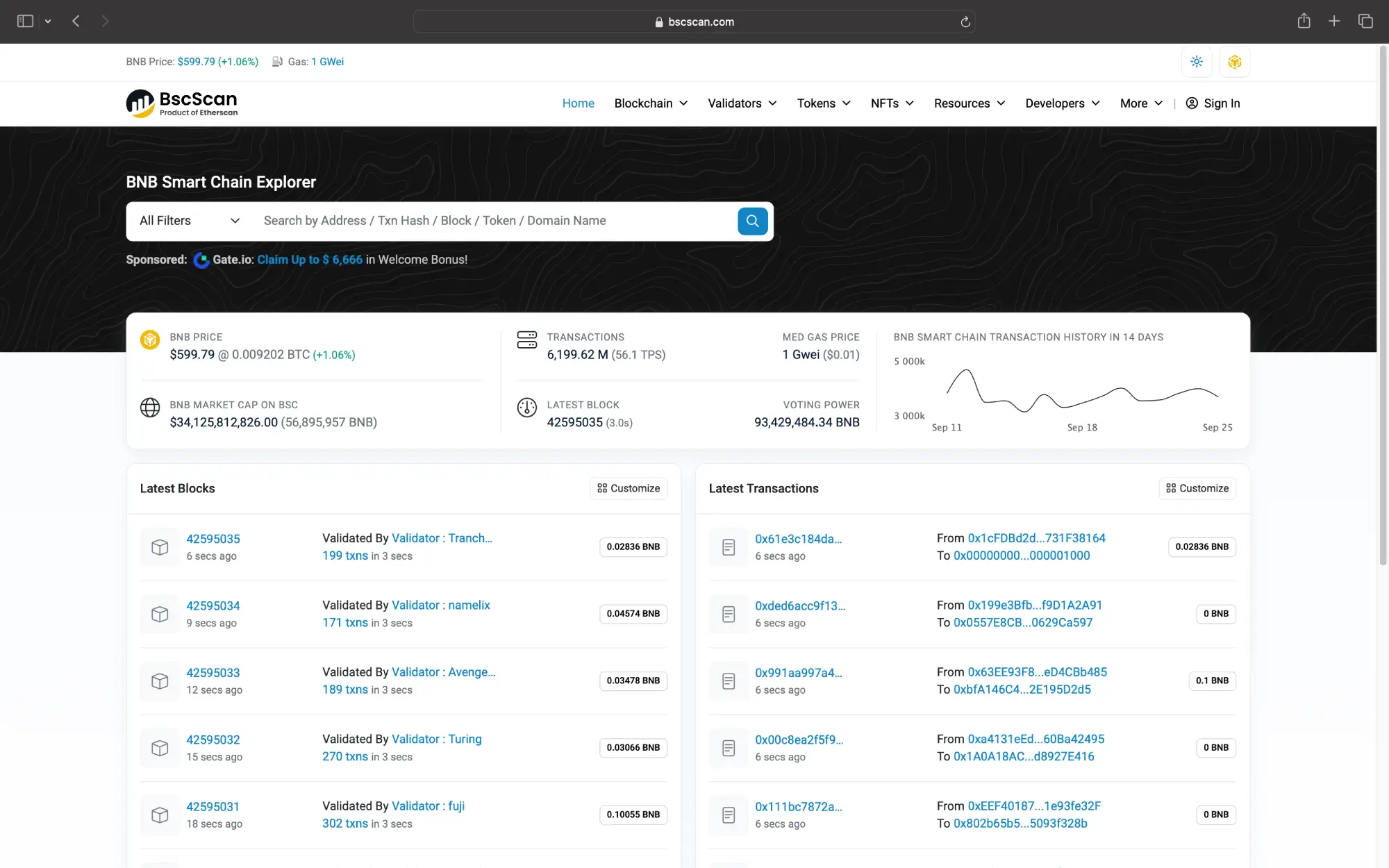 bscscan landing page