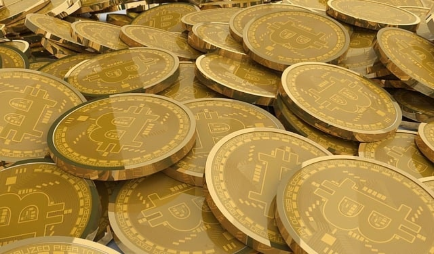 bitcoin, gold coins