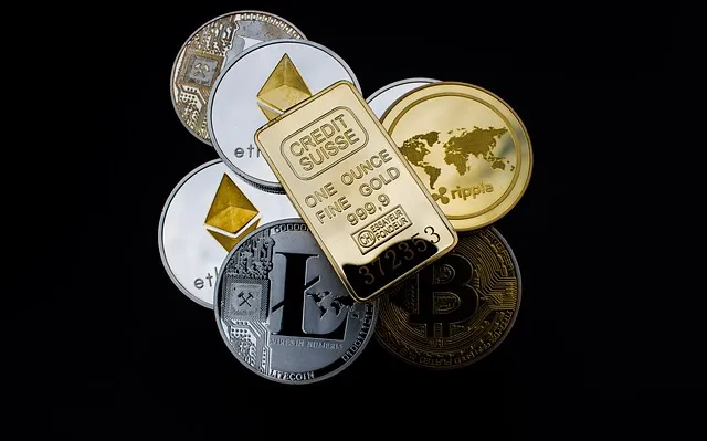 cryptocurrency, gold bar