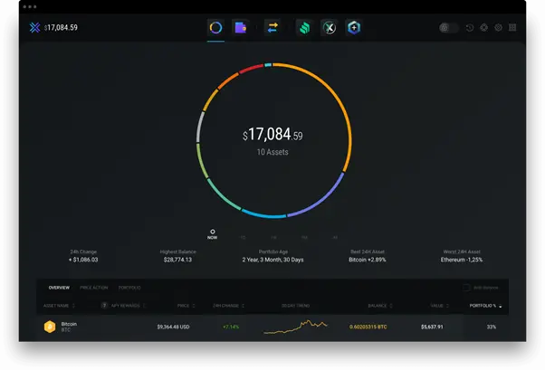 Exodus wallet user interface