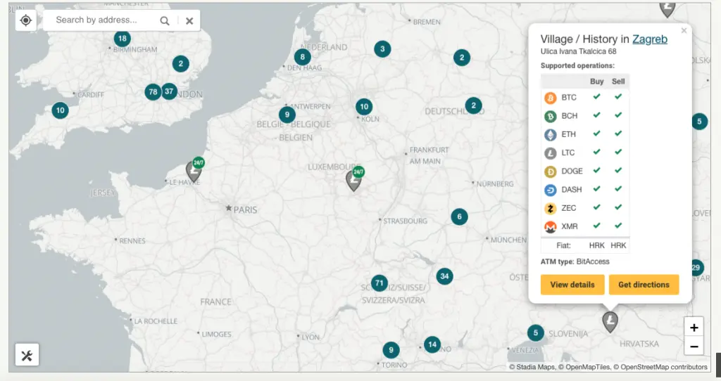 Litecoin vendors map