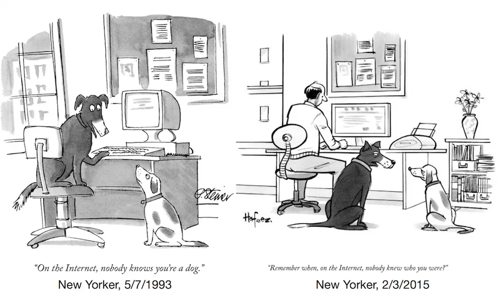 new yorker cartoons by peter steiner - on the internet, nobody knows you're a dog - remember when, on the internet, nobody knew who you were